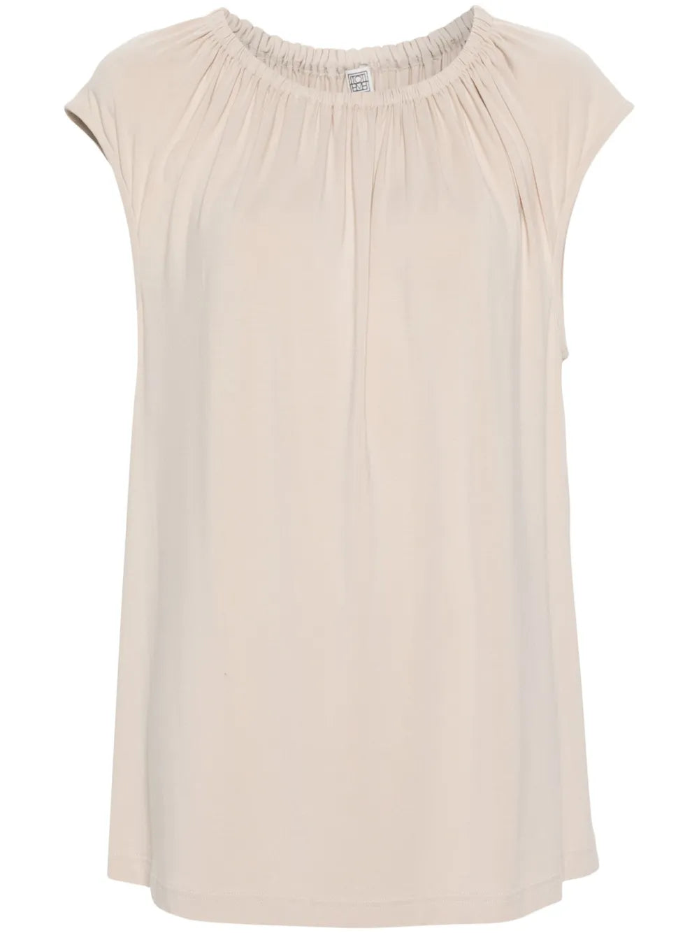 Gathered-Neck Jersey Top