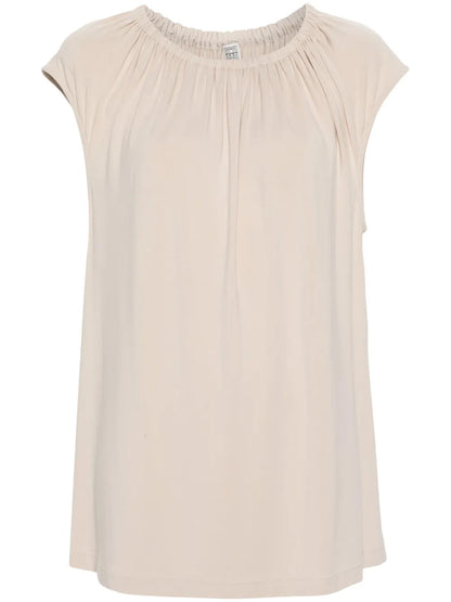 Gathered-Neck Jersey Top