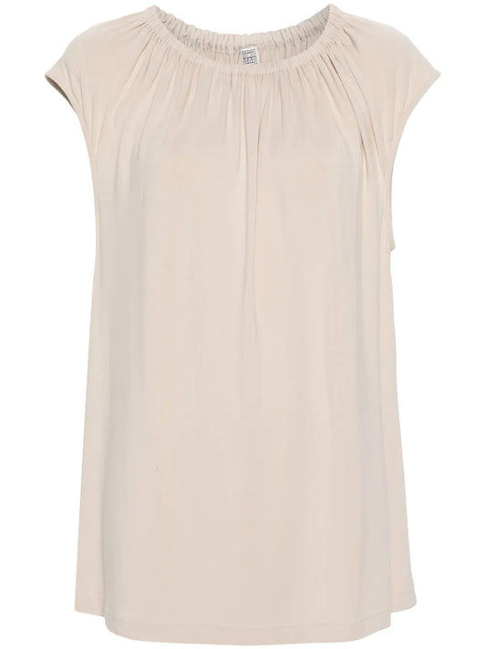 Gathered-Neck Jersey Top