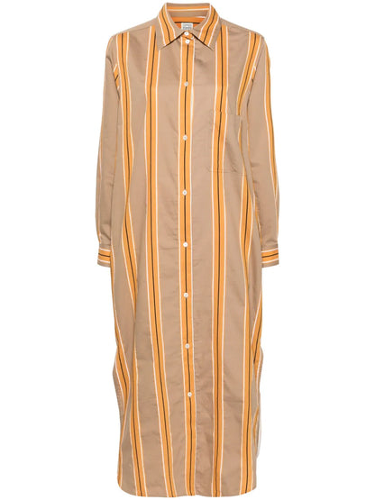 Jacquard-Striped Shirtdress