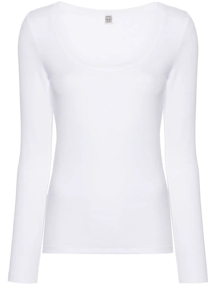 Scoop-Neck Fine-Ribbed T-Shirt