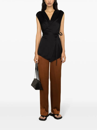 Tie-Fastening Satin Vest