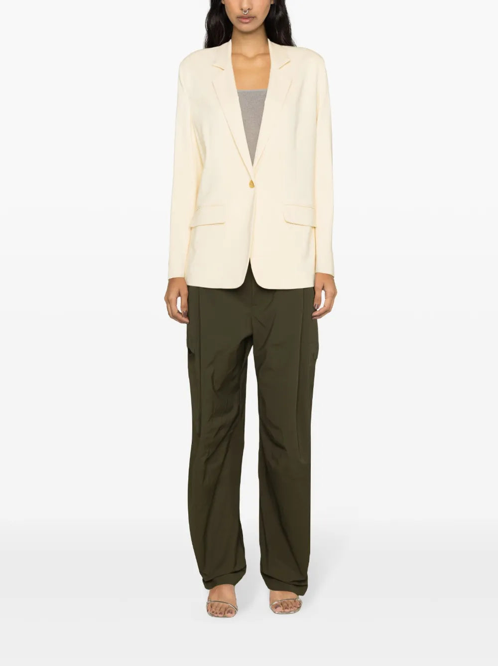 Notched-Lapels Single-Breasted Blazer