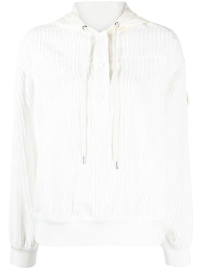 Corduroy Rib-Trim Hoodie