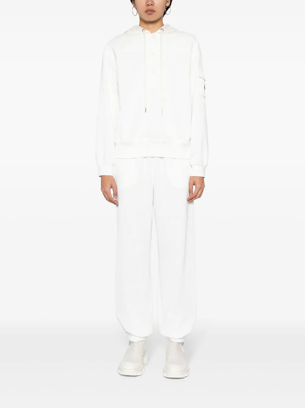 Corduroy Rib-Trim Hoodie