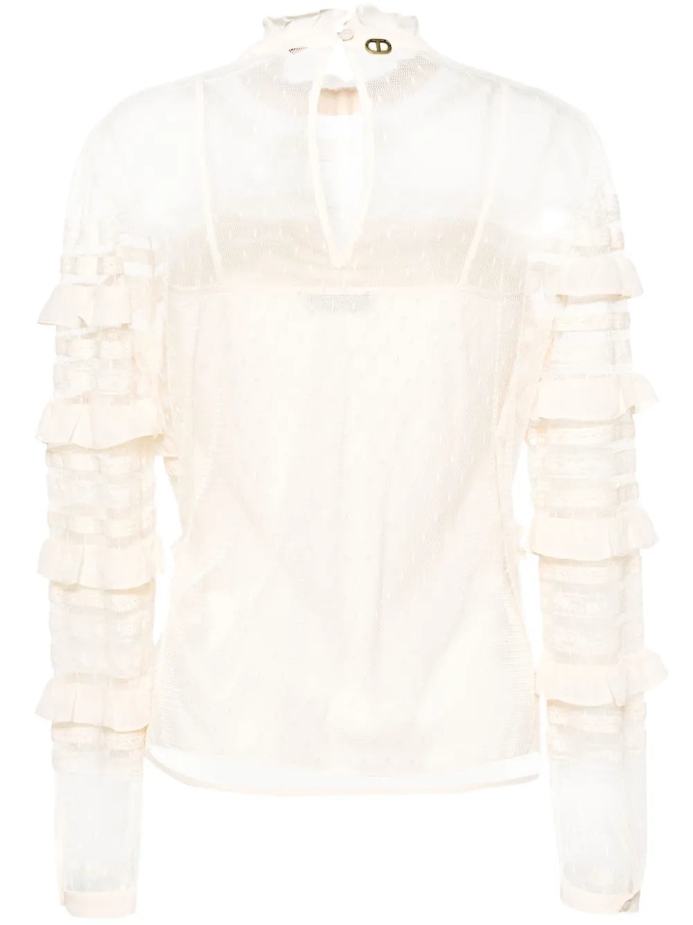 Floral-Lace Ruffled Blouse