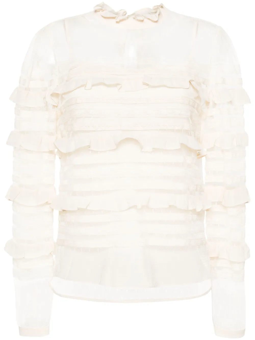 Floral-Lace Ruffled Blouse