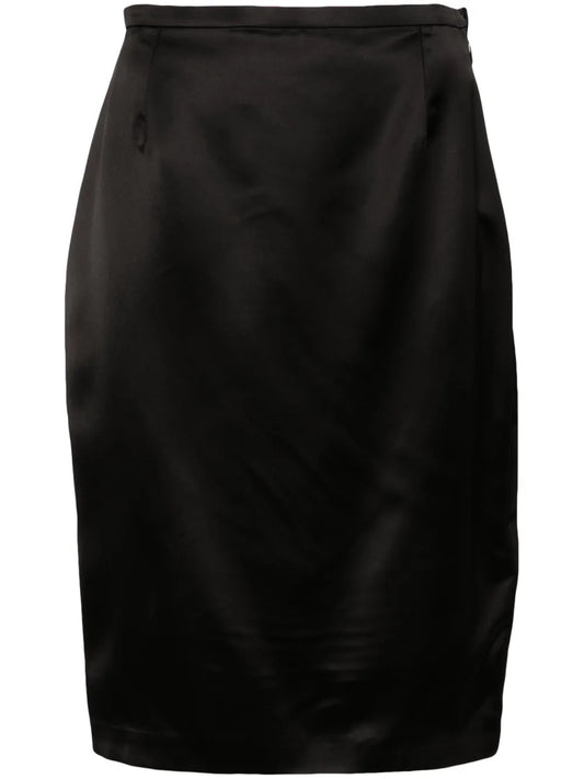 Satin Pencil Midi Skirt