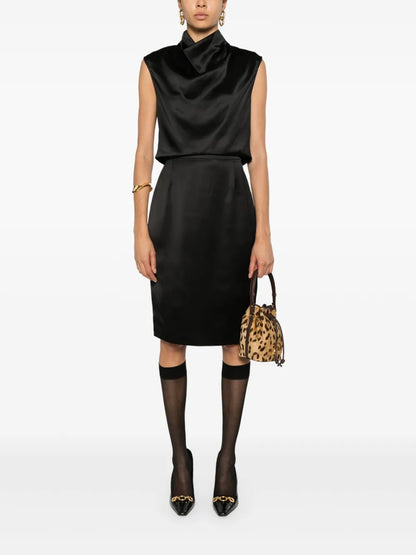 Satin Pencil Midi Skirt