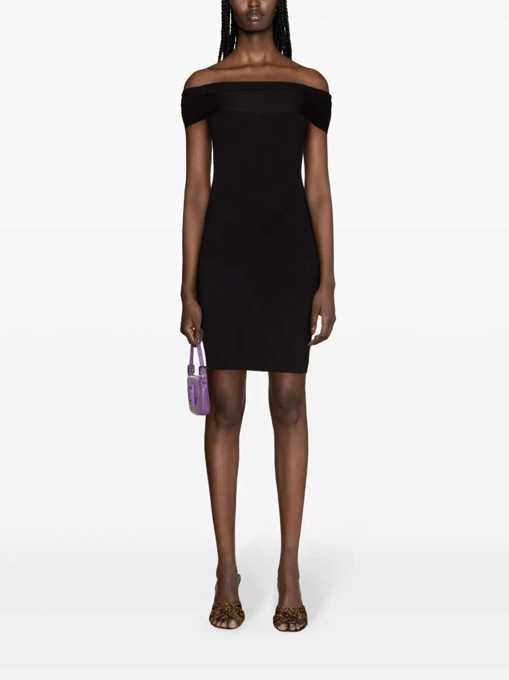 Cowl-Neck Ribbed Minidress