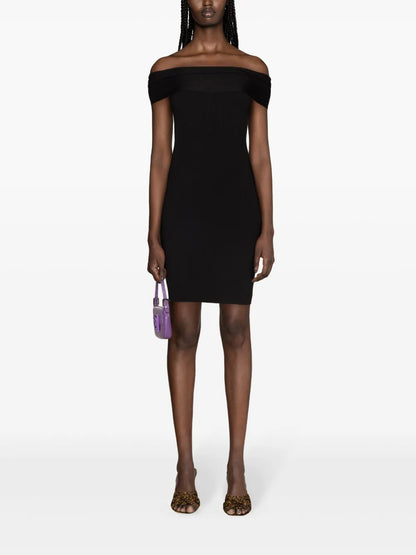 Cowl-Neck Ribbed Minidress