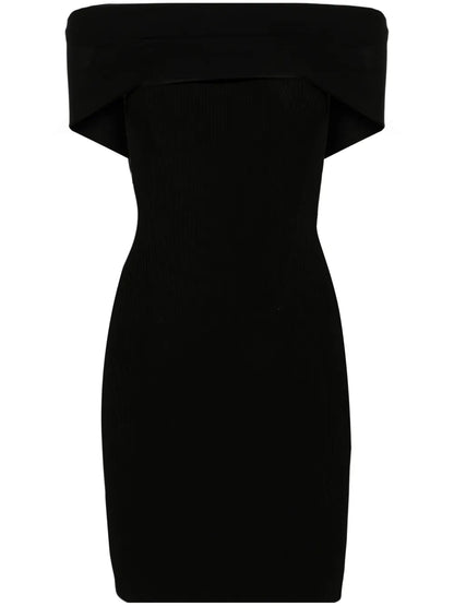 Cowl-Neck Ribbed Minidress