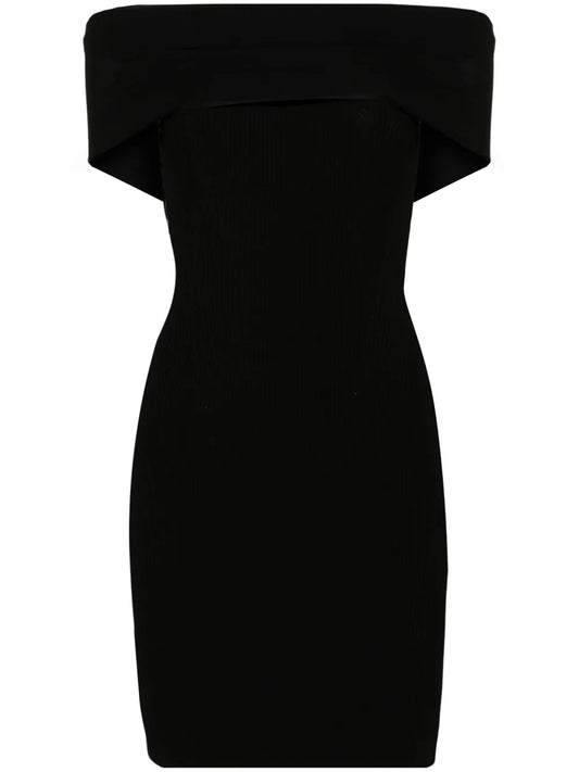Cowl-Neck Ribbed Minidress