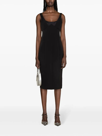 Square-Neck Cady Midi Dress