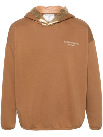 Logo Embroidered Satin Trim Hoodie