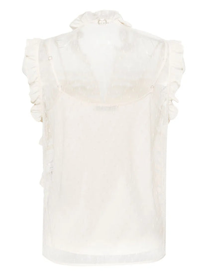 Floral-Lace Sleeveless Blouse