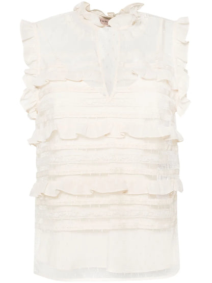 Floral-Lace Sleeveless Blouse