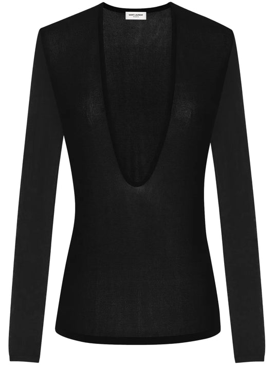 Scoop-Neck Knitted Jumper