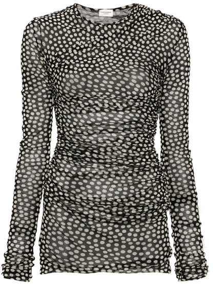 Polka-Dot Ruched Tulle Minidress