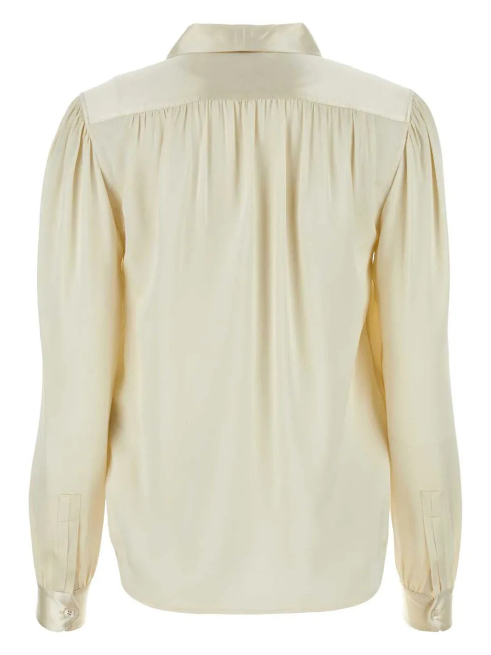 Lavallière-Neck Silk-Satin Blouse