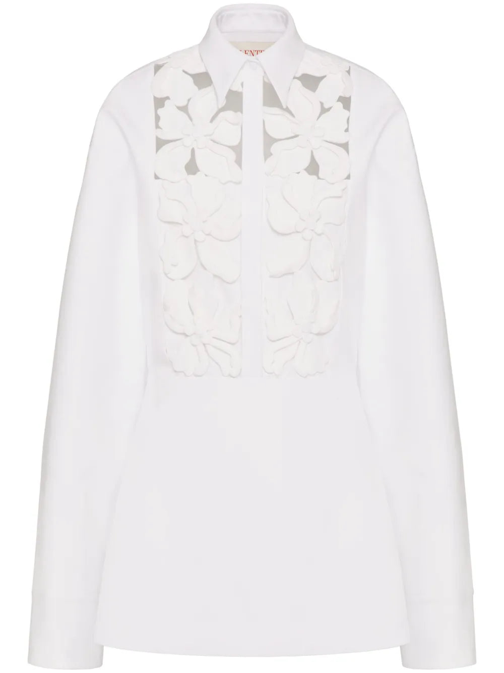 Floral-Embroidered Cut-Out Shirtdress