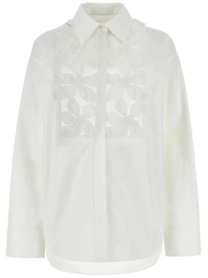 Floral Cut-Out Cotton Shirt