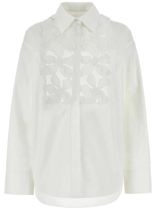 Floral Cut-Out Cotton Shirt
