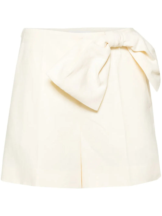 Bow-Detail Linen Shorts