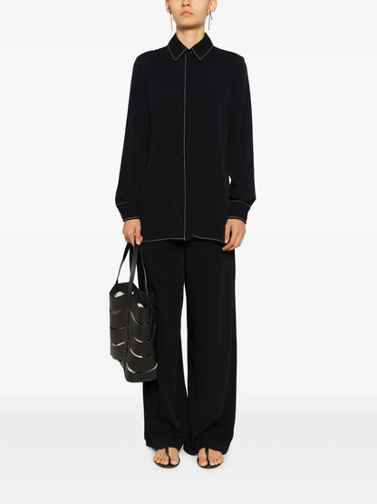 Contrast-Stitching Long-Sleeve Shirt