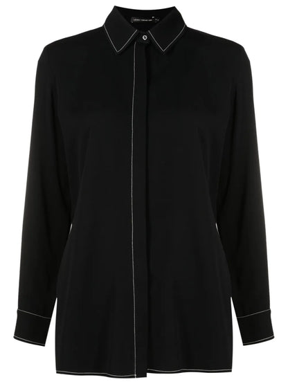 Contrast-Stitching Long-Sleeve Shirt