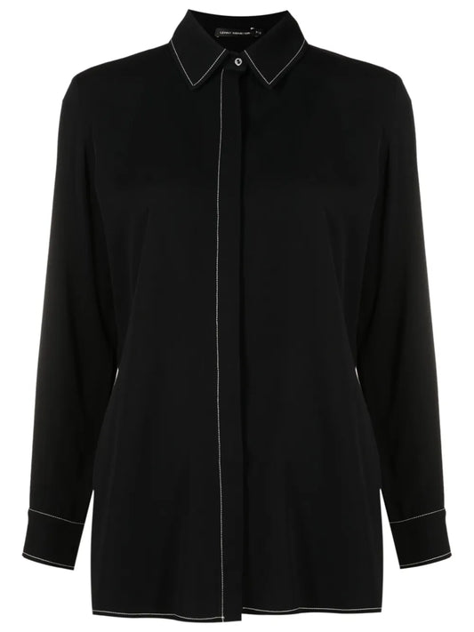 Contrast-Stitching Long-Sleeve Shirt