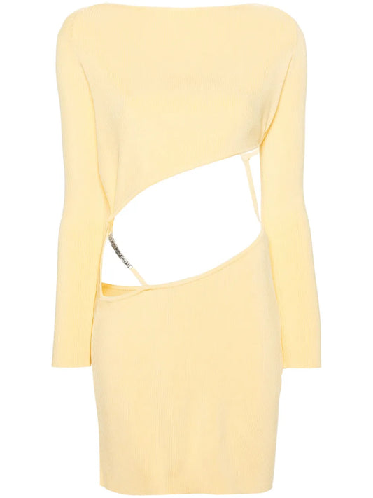 Asymmetric Ribbed Minidress