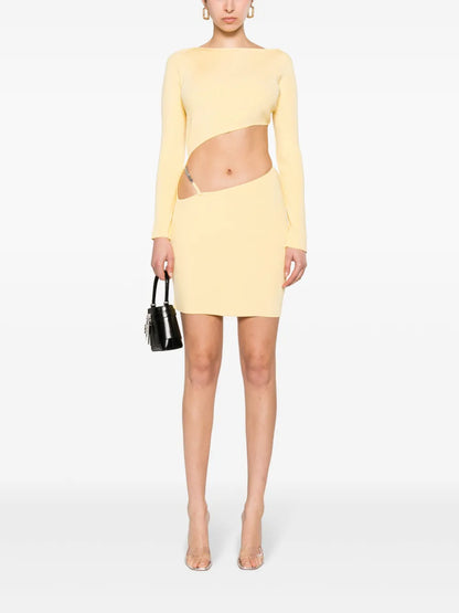 Asymmetric Ribbed Minidress