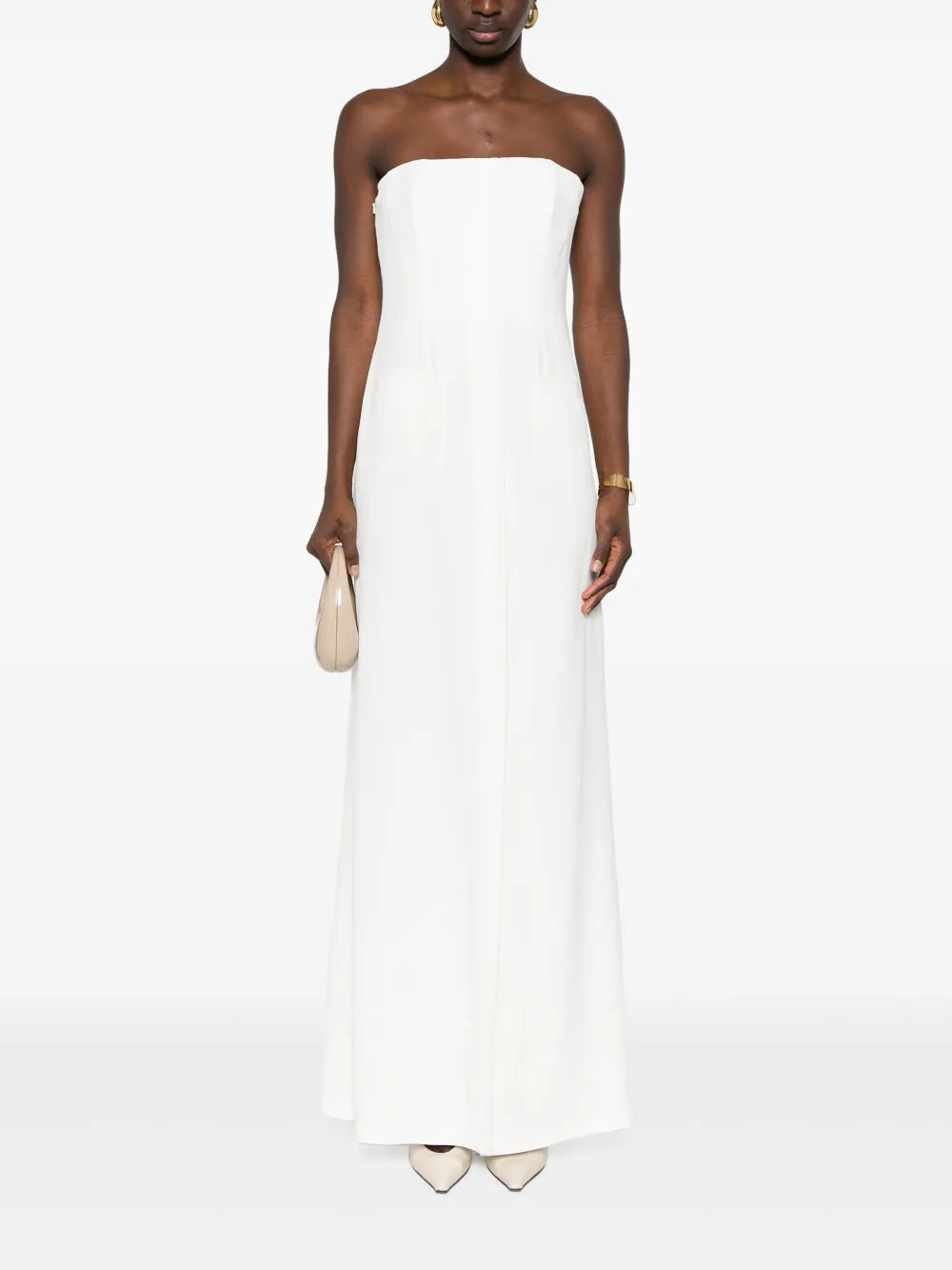 Strapless Crepe Maxi Dress