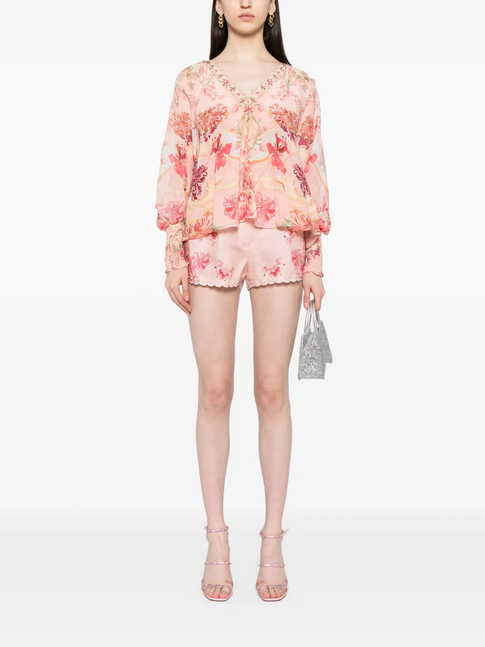Floral-Print Chiffon Blouse
