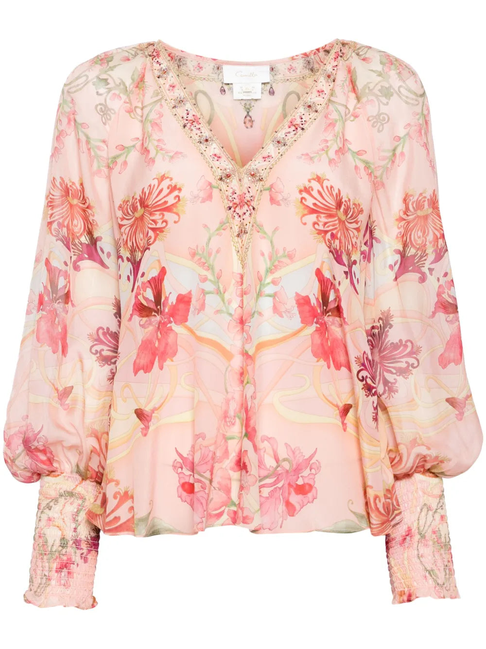 Floral-Print Chiffon Blouse