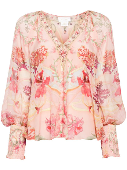 Floral-Print Chiffon Blouse