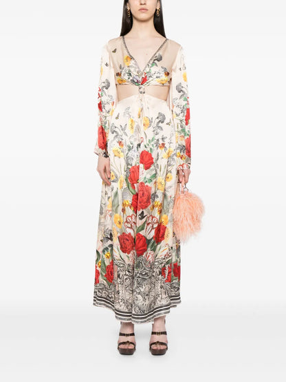 Printed Flared Sleeve Dress