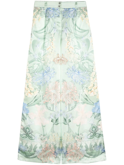 Dreaming In Dutch-Print Silk Trousers