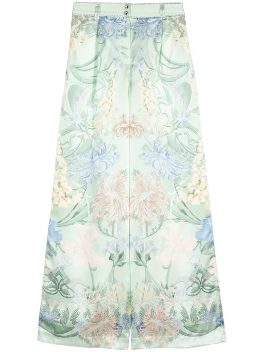 Dreaming In Dutch-Print Silk Trousers