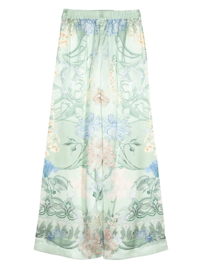 Dreaming In Dutch-Print Silk Trousers