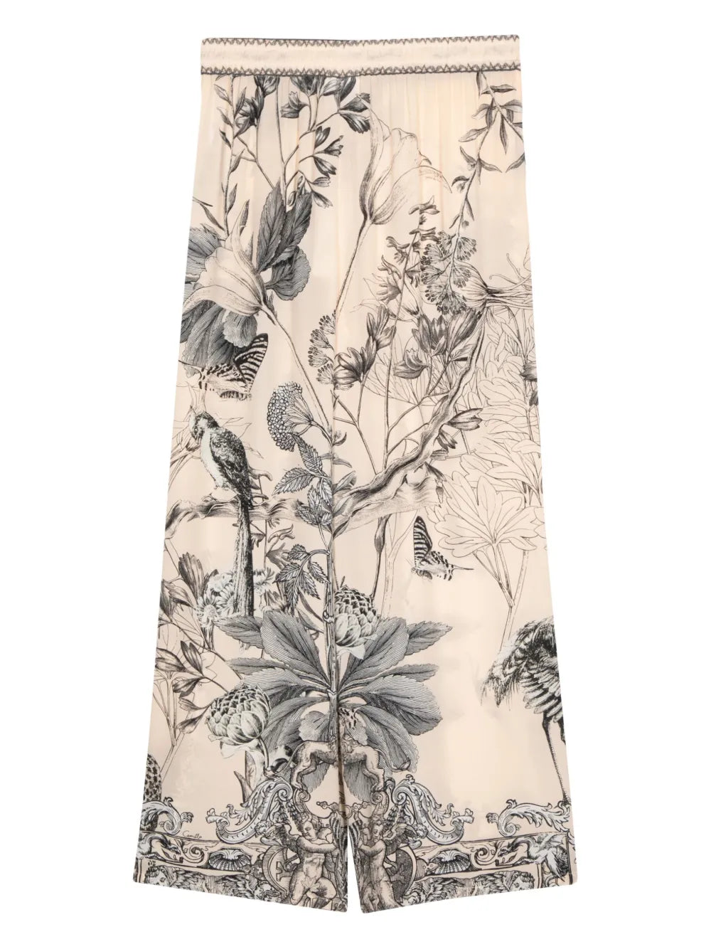 Etched Into Eternity-Print Silk Trousers