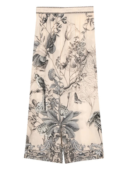 Etched Into Eternity-Print Silk Trousers