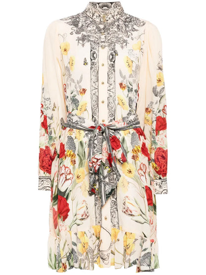Printed Belted Shirtdress