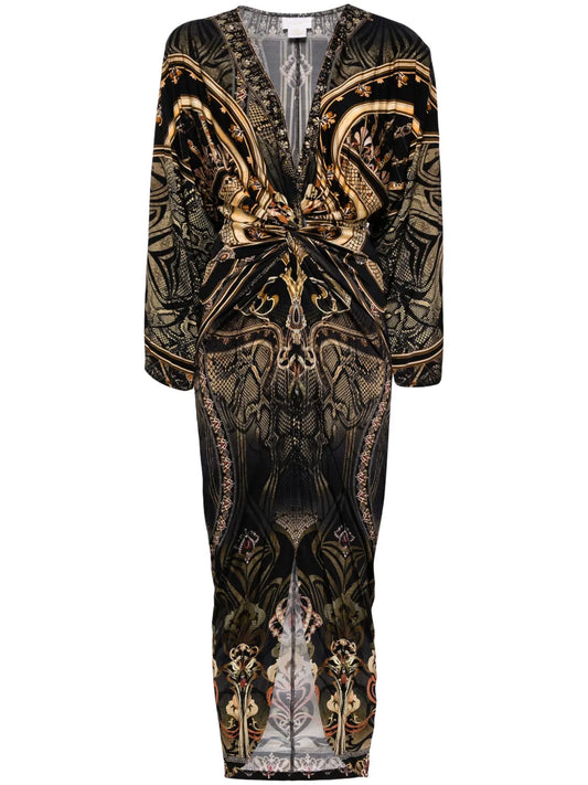 Graphic-Print Twist-Front Dress