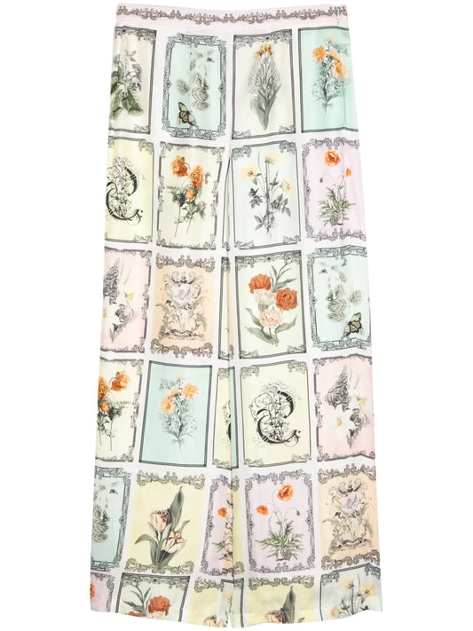 Long Live Letterpress-Print Wide-Leg Trousers