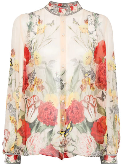 Floral-Print Chiffon Blouse