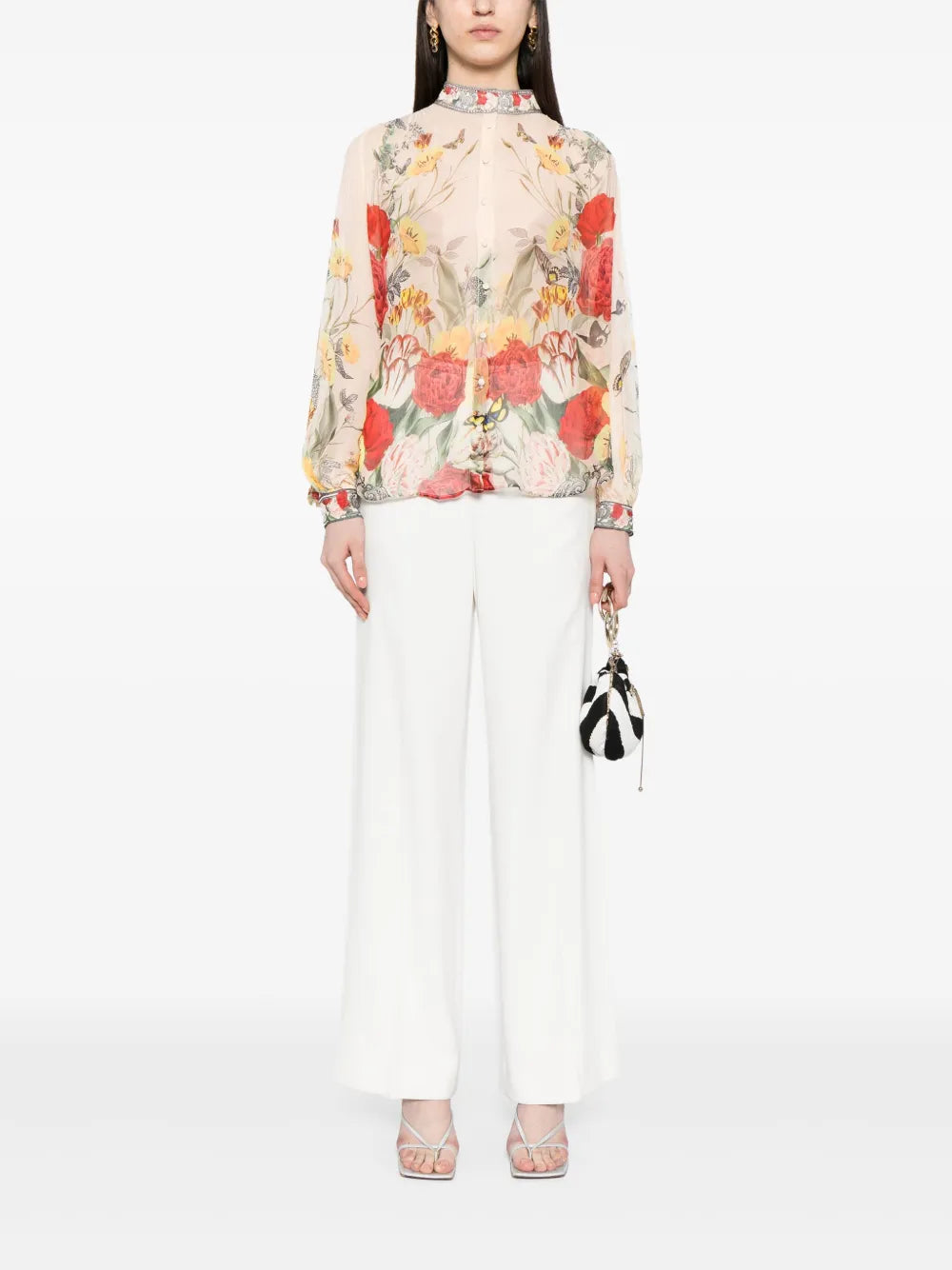 Floral-Print Chiffon Blouse