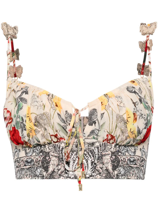 Butterfly-Appliqué Bustier Top