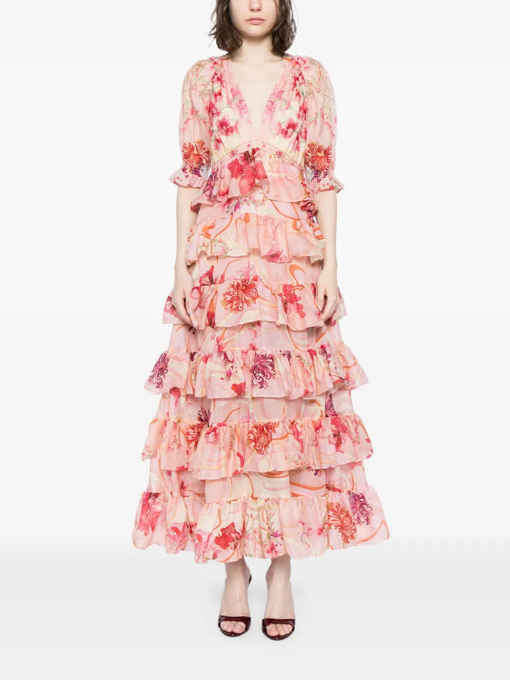 Floral-Print Ruffled Maxi Dress